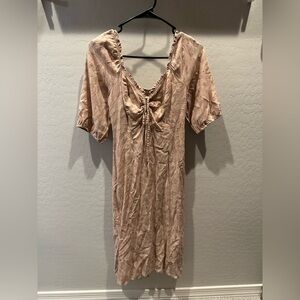 Sincerely Jules Blush Pink Floral Tie-Front Midi Dress